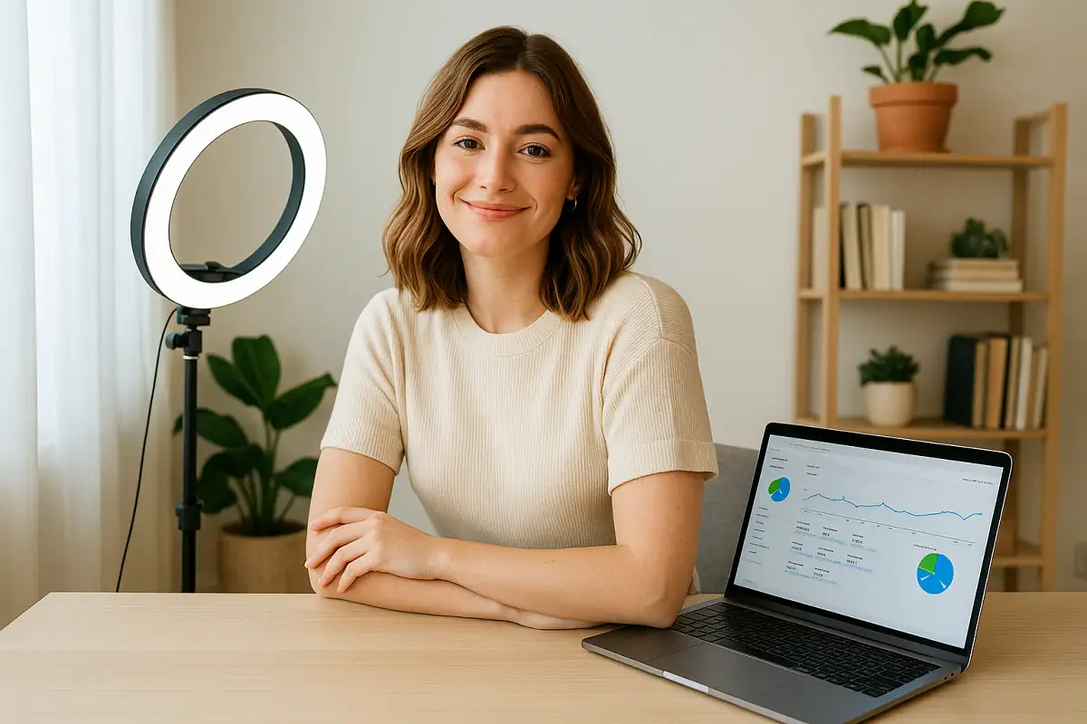 @jen_farriss at her desk with a laptop.